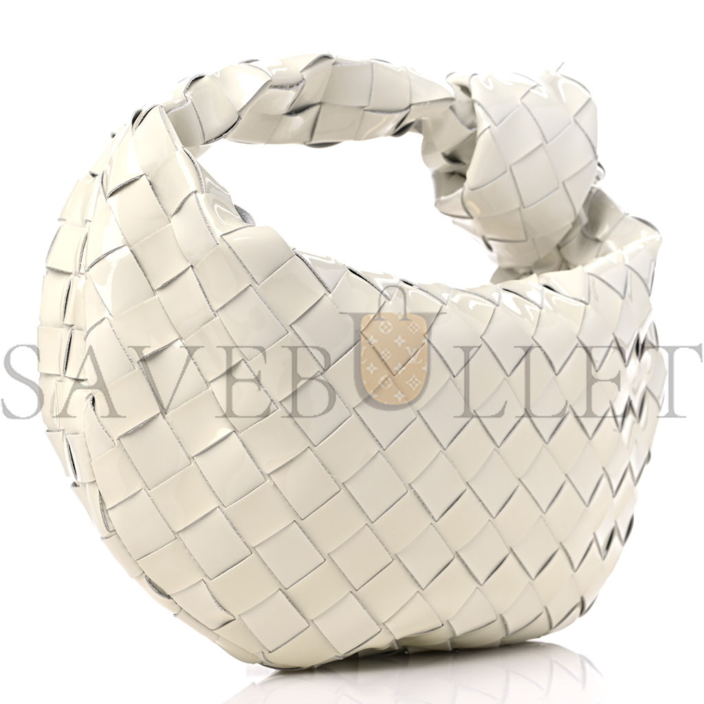 BOTTEGA VENETA PATENT NAPPA INTRECCIATO MINI JODIE WHITE (23*13*8cm)