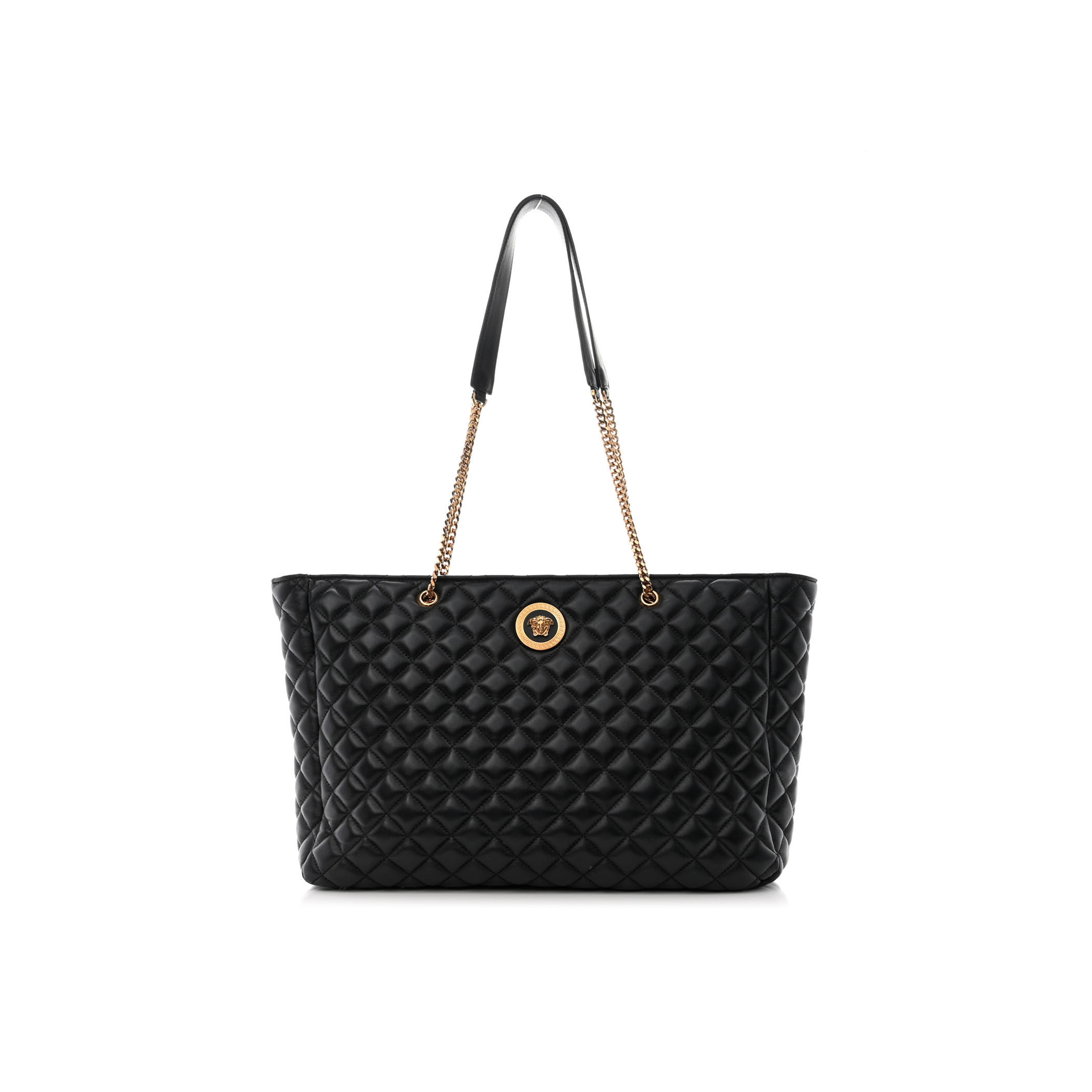 VERSACE NAPPA QUILTED LA MEDUSA CHAIN TOTE BLACK (37*25*10cm) VERSACE NAPPA QUILTED LA MEDUSA CHAIN TOTE BLACK (37*25*10cm)