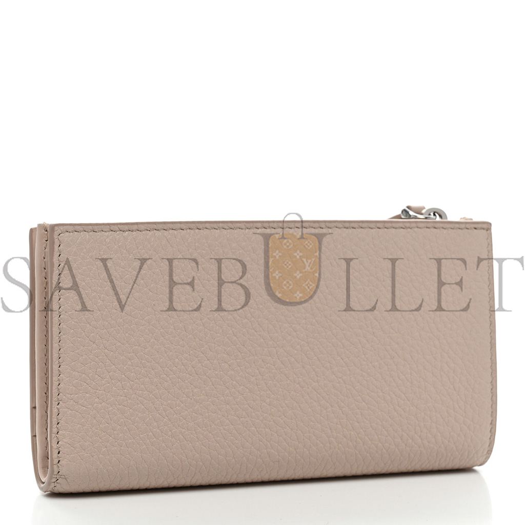 PRADA VITELLO DAINO TRIANGLE CONTINENTAL ZIP WALLET NINFEA (16*10*2cm)