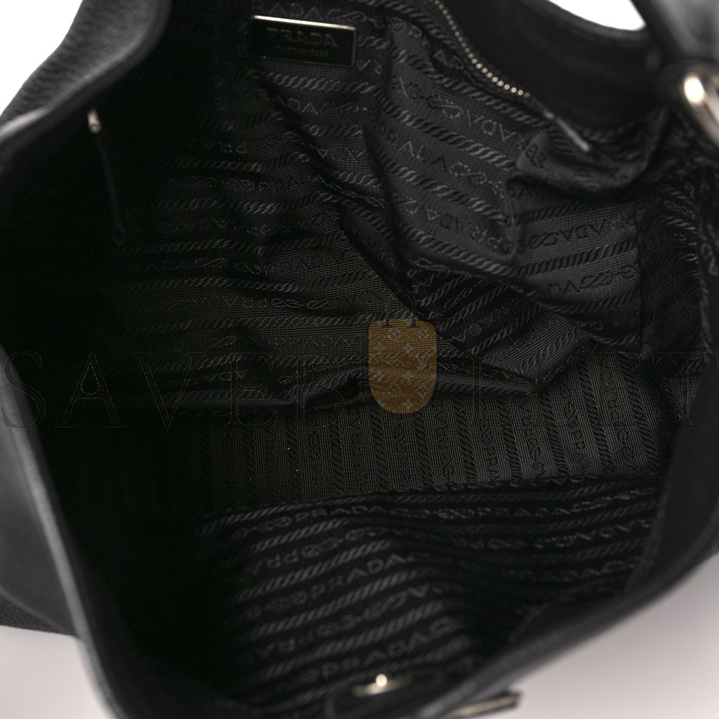 PRADA VITELLO DAINO SIDE POCKET TOTE BLACK (31*25*12cm)