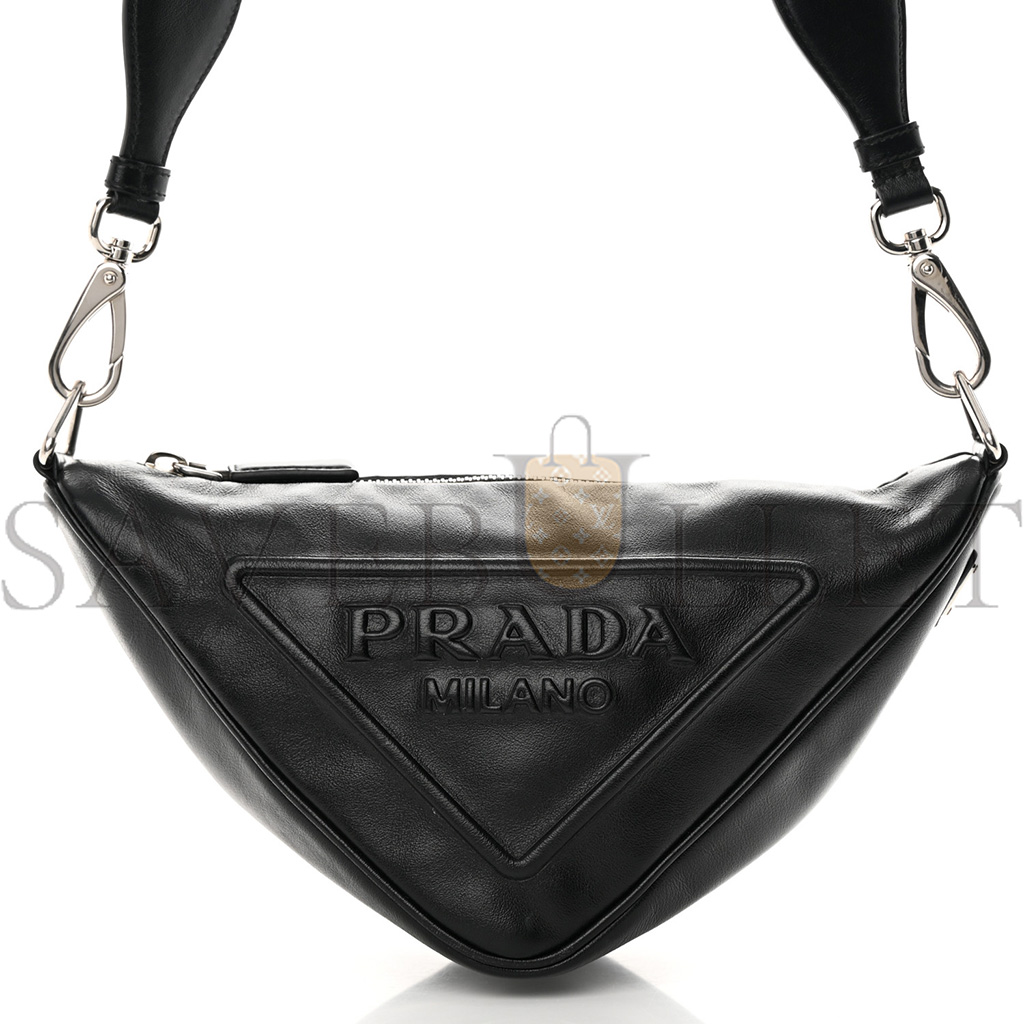 PRADA GRACE LUX TRIANGLE SHOULDER BAG BLACK (27*15*11cm)