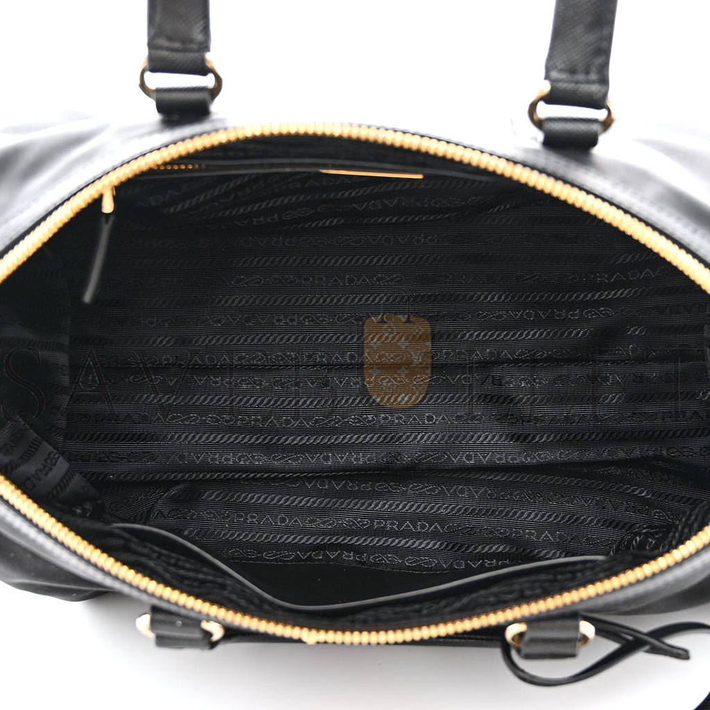 PRADA NYLON SAFFIANO RE-EDITION 2005 TOP HANDLE BAG BLACK (20*11*10cm)