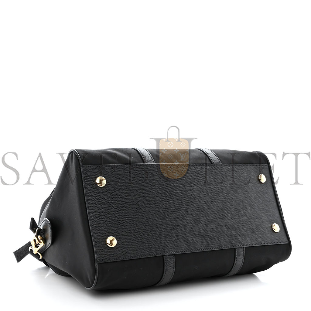 PRADA NYLON SAFFIANO RE-EDITION 2005 TOP HANDLE BAG BLACK (20*11*10cm)