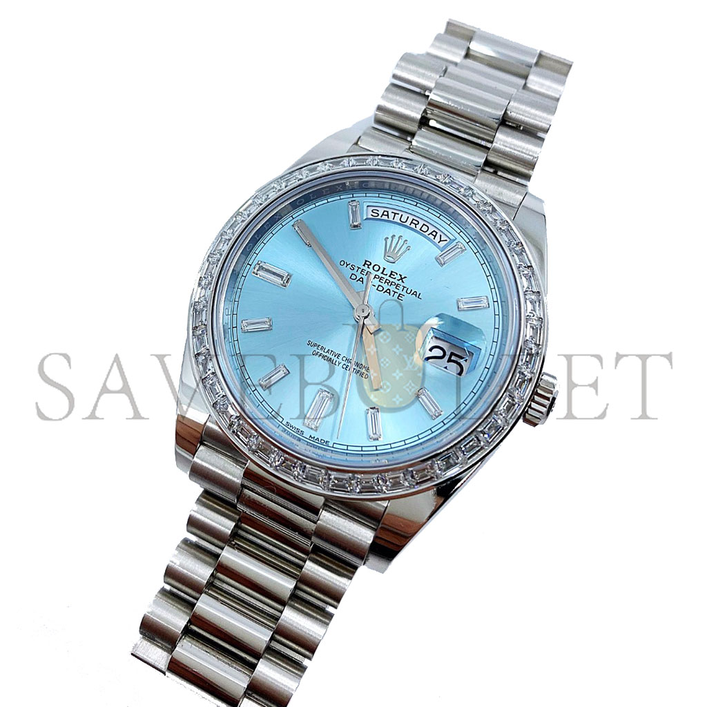 ROLEX DAY-DATE PLATIN BAUGETTE DIAMONDS WATCH 228396TBR