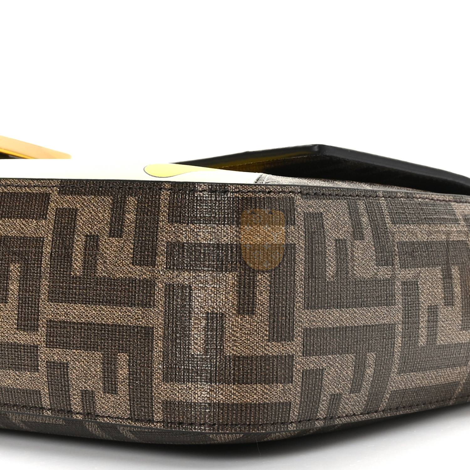 FENDI GLAZED FABRIC FF 1974 HAIRDO GIRLS INLAY BAGUETTE MOGANO PANNA MULTICOLOR (27*15*6cm)