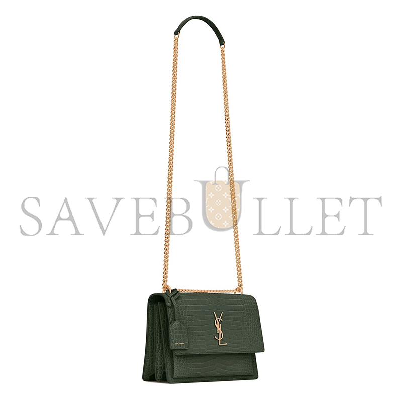 YSL SUNSET MEDIUM IN CROCODILE-EMBOSSED LEATHER 442906DND0J3144 (22*16*6.5cm)