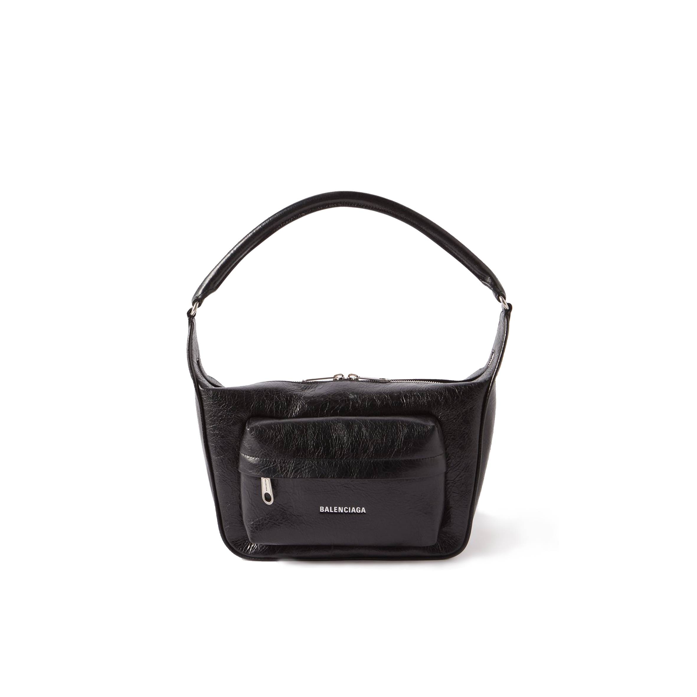 BALENCIAGA BLACK RAVER MEDIUM CREASED-LEATHER SHOULDER BAG MATCHESFASHION US (30*18*7.5cm)