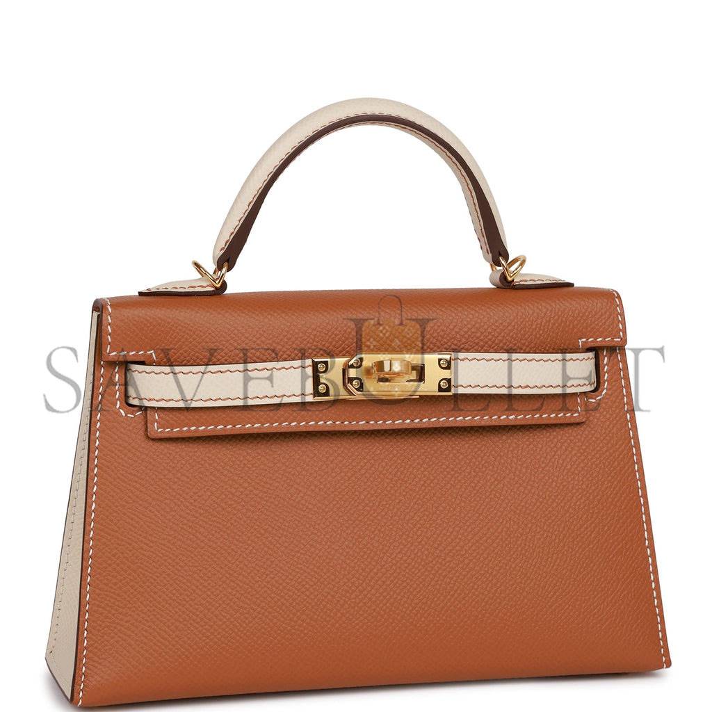 HERMES SPECIAL ORDER (HSS) KELLY MINI SELLIER 20 GOLD AND CRAIE EPSOM GOLD HARDWARE (19*12*5.5cm)