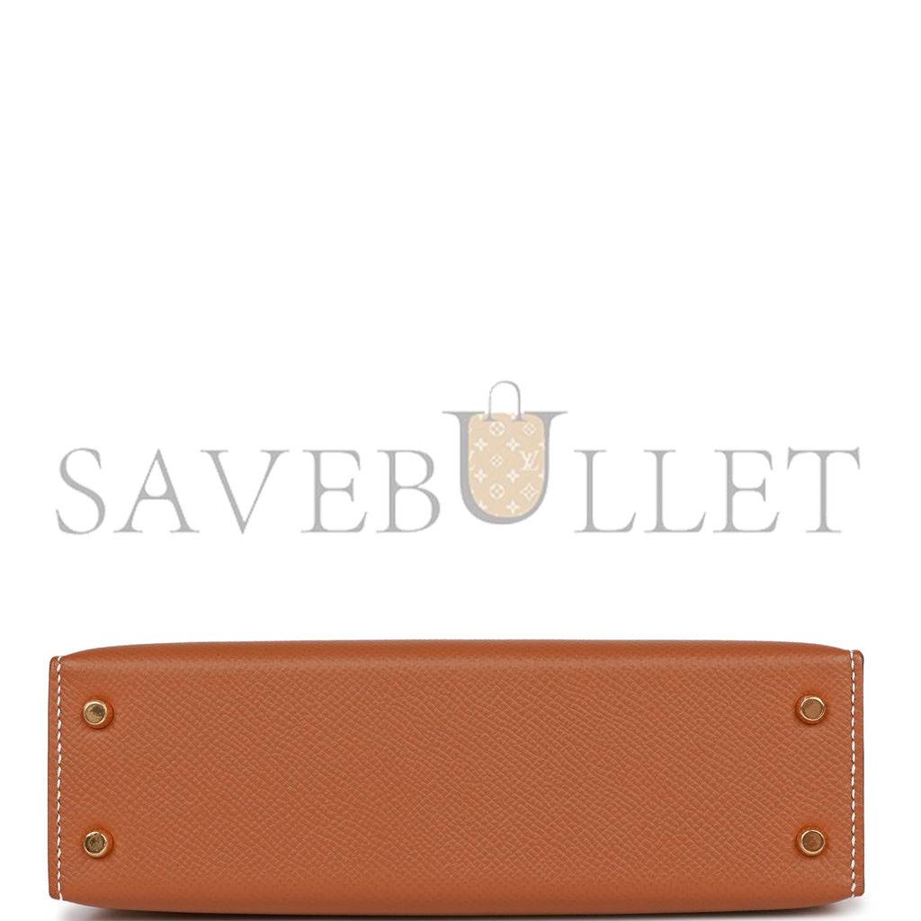 HERMES SPECIAL ORDER (HSS) KELLY MINI SELLIER 20 GOLD AND CRAIE EPSOM GOLD HARDWARE (19*12*5.5cm)