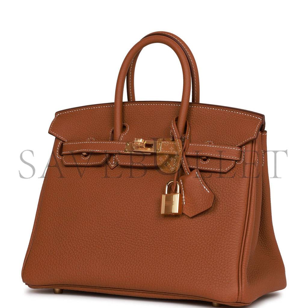 HERMES BIRKIN 25 GOLD TOGO GOLD HARDWARE HANDMADE (25cm)