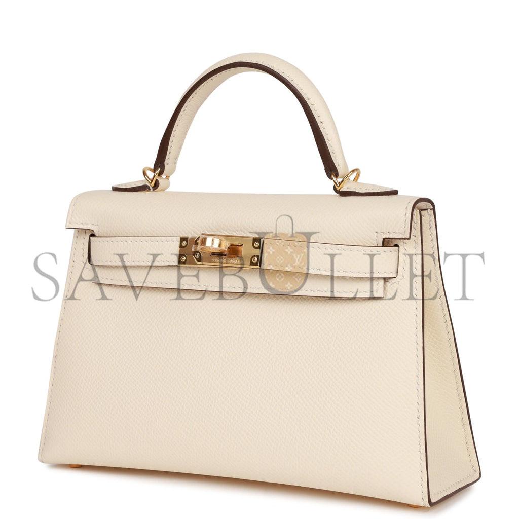 HERMES MINI KELLY SELLIER 20 NATA EPSOM GOLD HARDWARE (19*12*5.5cm)