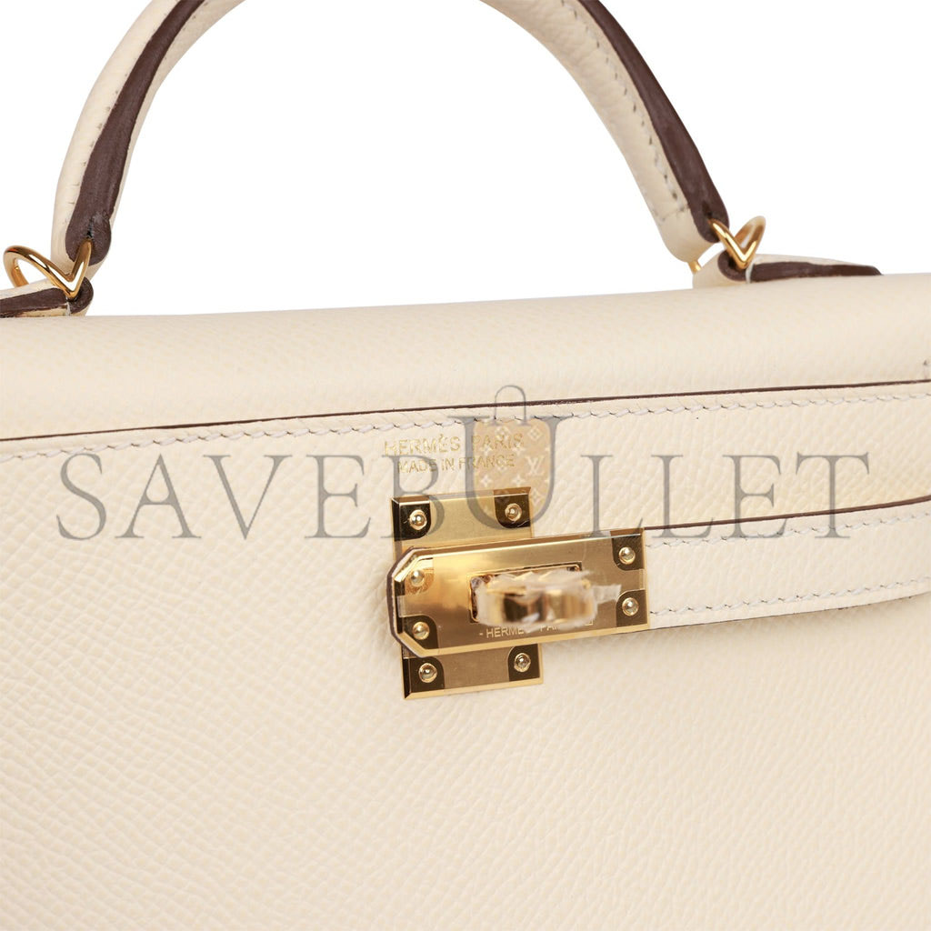 HERMES MINI KELLY SELLIER 20 NATA EPSOM GOLD HARDWARE (19*12*5.5cm)