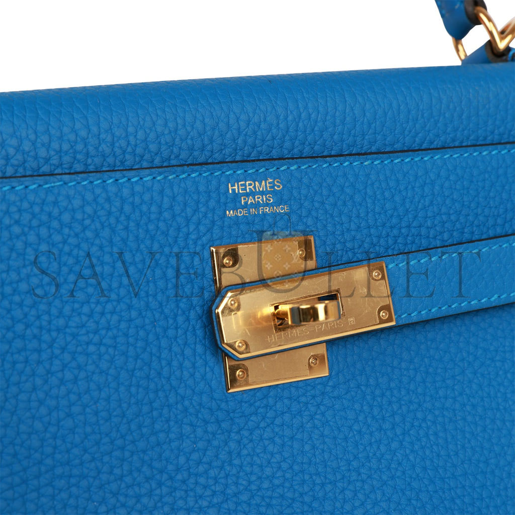 HERMES KELLY RETOURNE 32 MYKONOS CLEMENCE GOLD HARDWARE  (32*23*10.5cm)