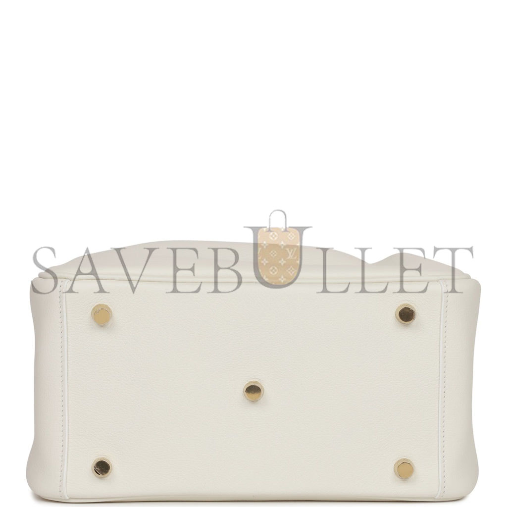 HERMES LINDY 26 WHITE EVERCOLOR GOLD HARDWARE (26*18*12cm)