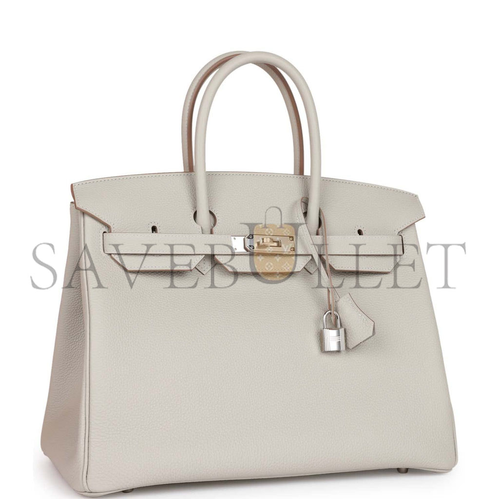 HERMES BIRKIN 35 GRIS PERLE TOGO PALLADIUM HARDWARE 39882110468190 (35cm)