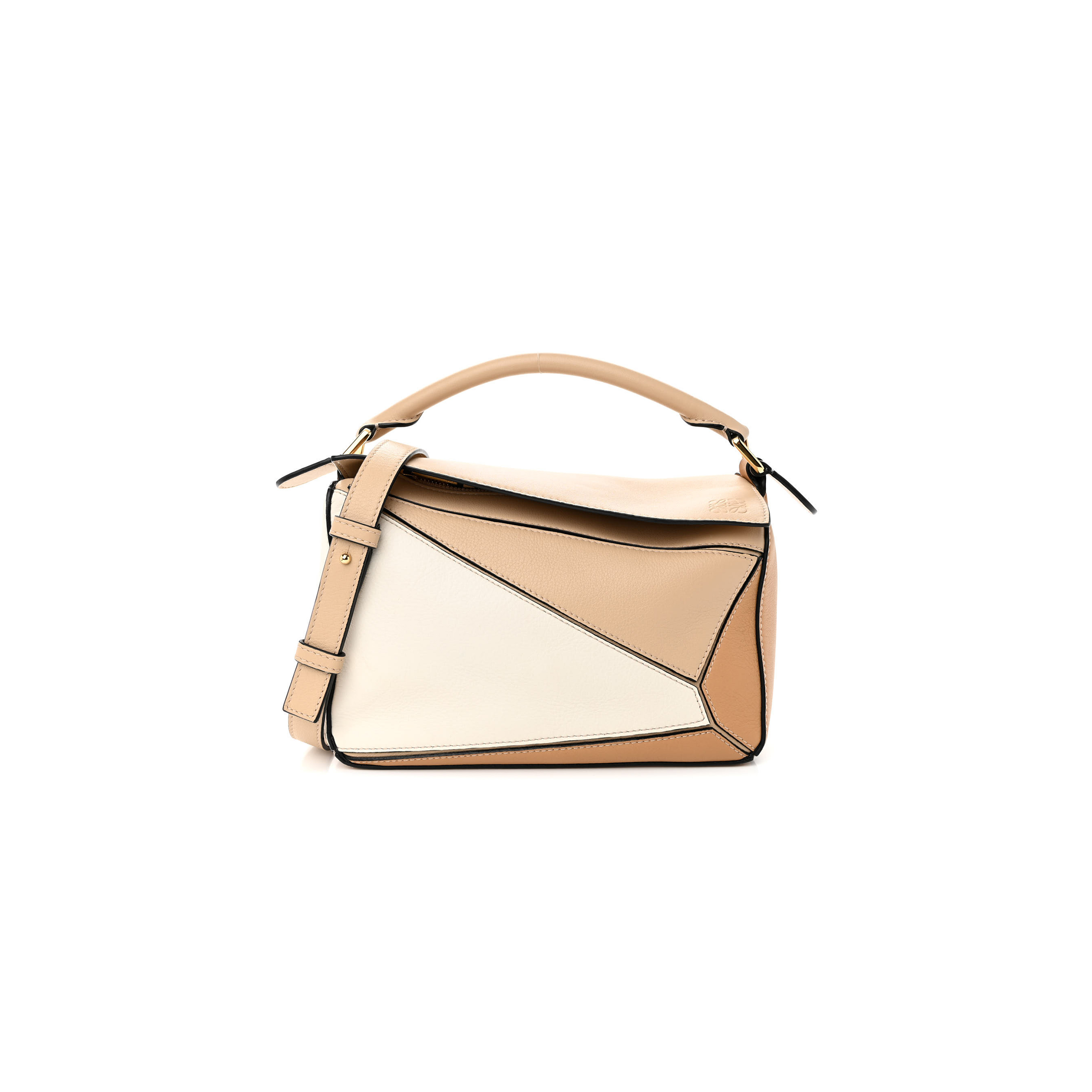 LOEWE CALFSKIN SMALL PUZZLE BAG DUSTY BEIGE SOFT WHITE (24*16.5*10.5cm)