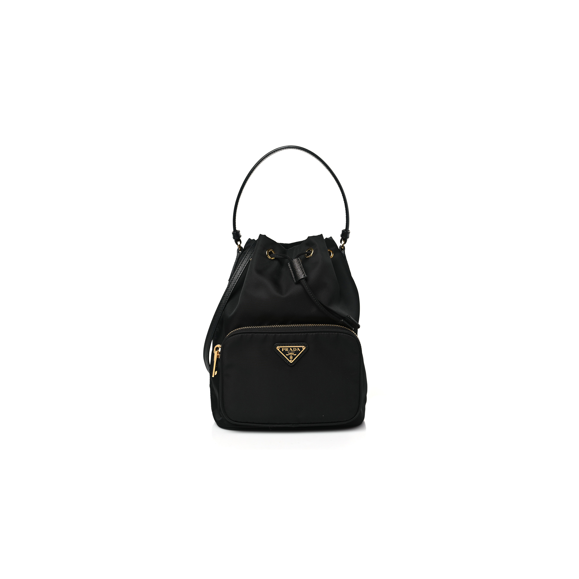 PRADA RE-NYLON DUET DRAWSTRING SHOULDER BAG BLACK (23*18*11cm)