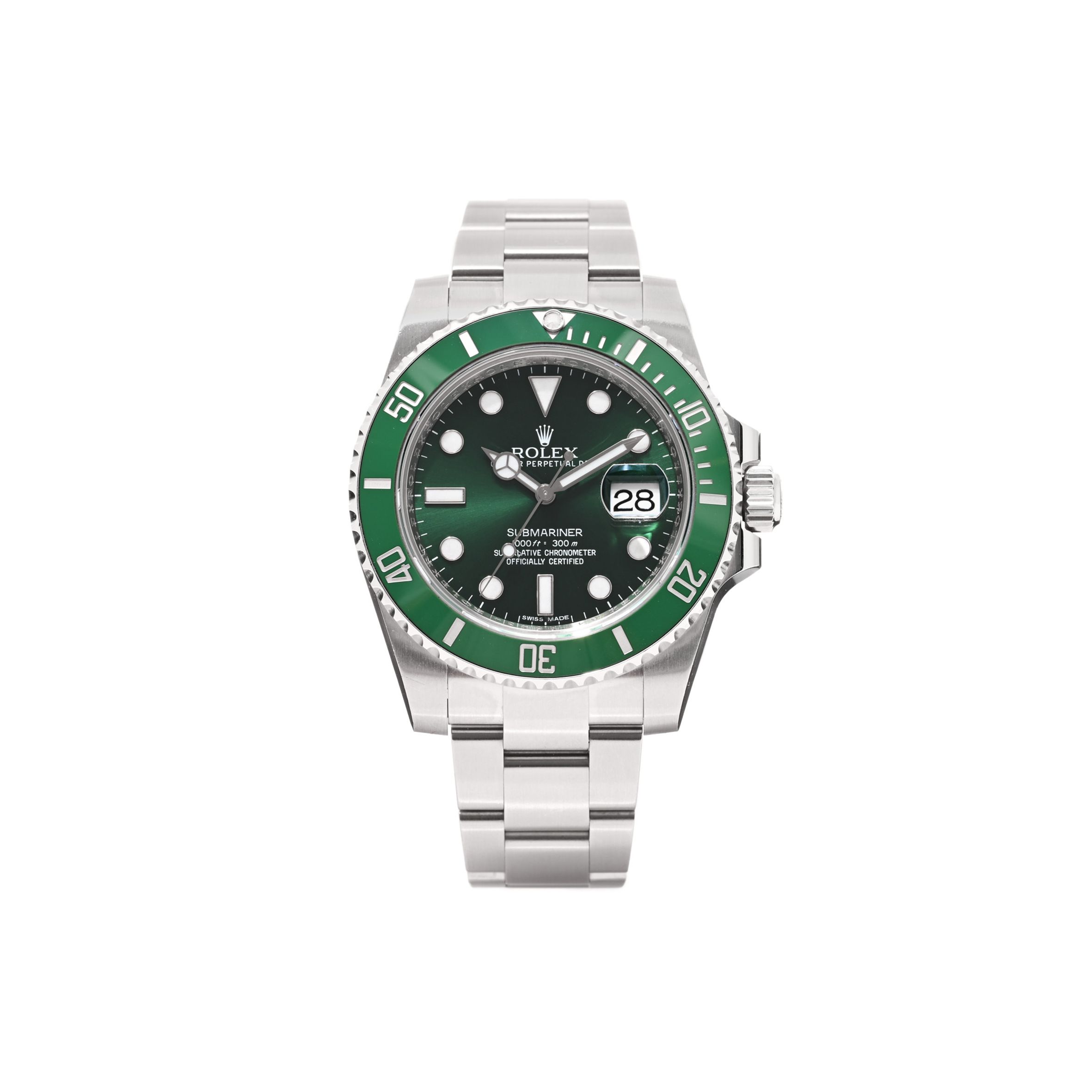 ROLEX ROLEX STAINLESS STEEL 40MM OYSTER PERPETUAL SUBMARINER DATE "HULK" WATCH GREEN 116610LV ROLEX ROLEX STAINLESS STEEL 40MM OYSTER PERPETUAL SUBMARINER DATE "HULK" WATCH GREEN 116610LV