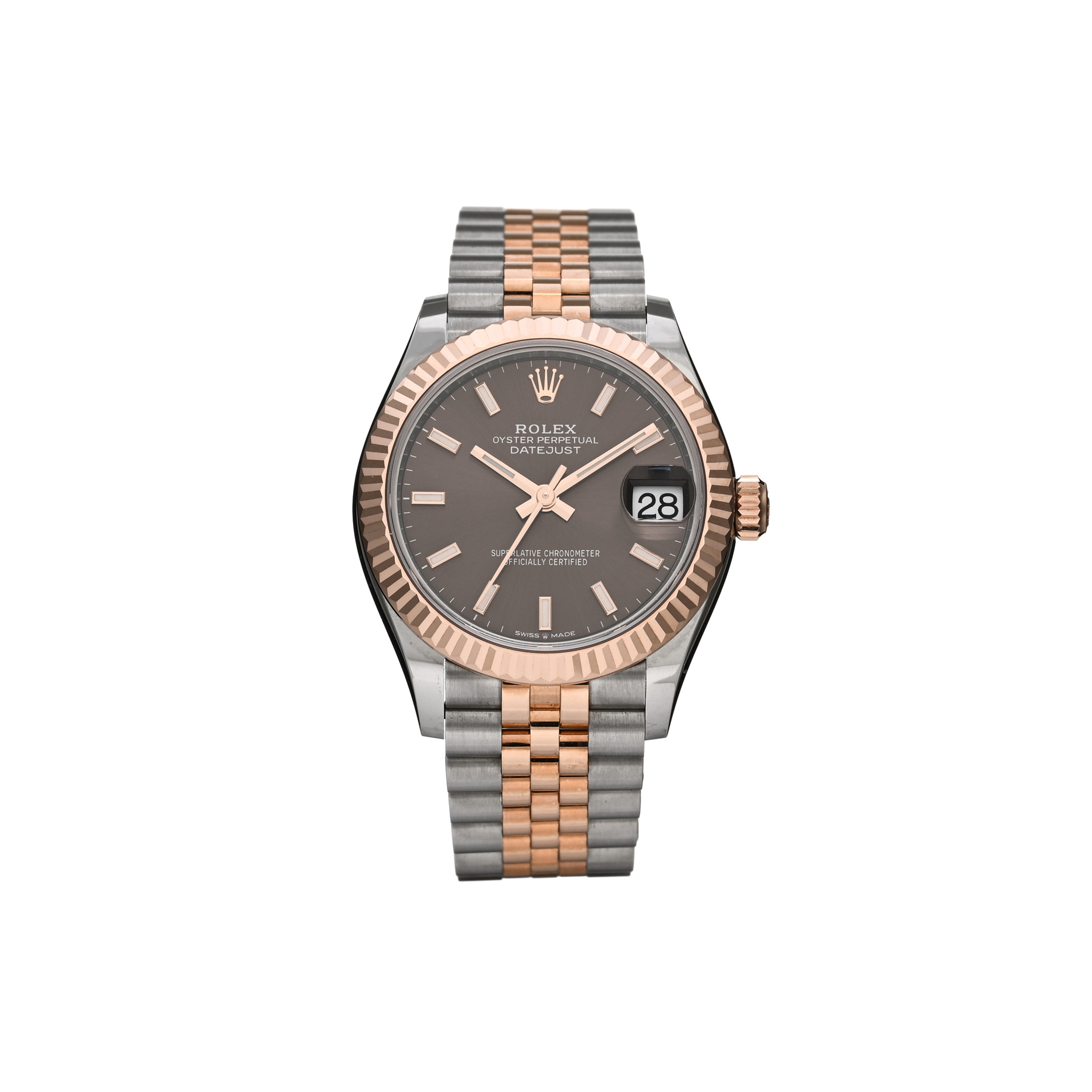 ROLEX STAINLESS STEEL 18K EVEROSE GOLD 31MM OYSTER PERPETUAL DATEJUST WATCH DARK RHODIUM 278271 ROLEX STAINLESS STEEL 18K EVEROSE GOLD 31MM OYSTER PERPETUAL DATEJUST WATCH DARK RHODIUM 278271