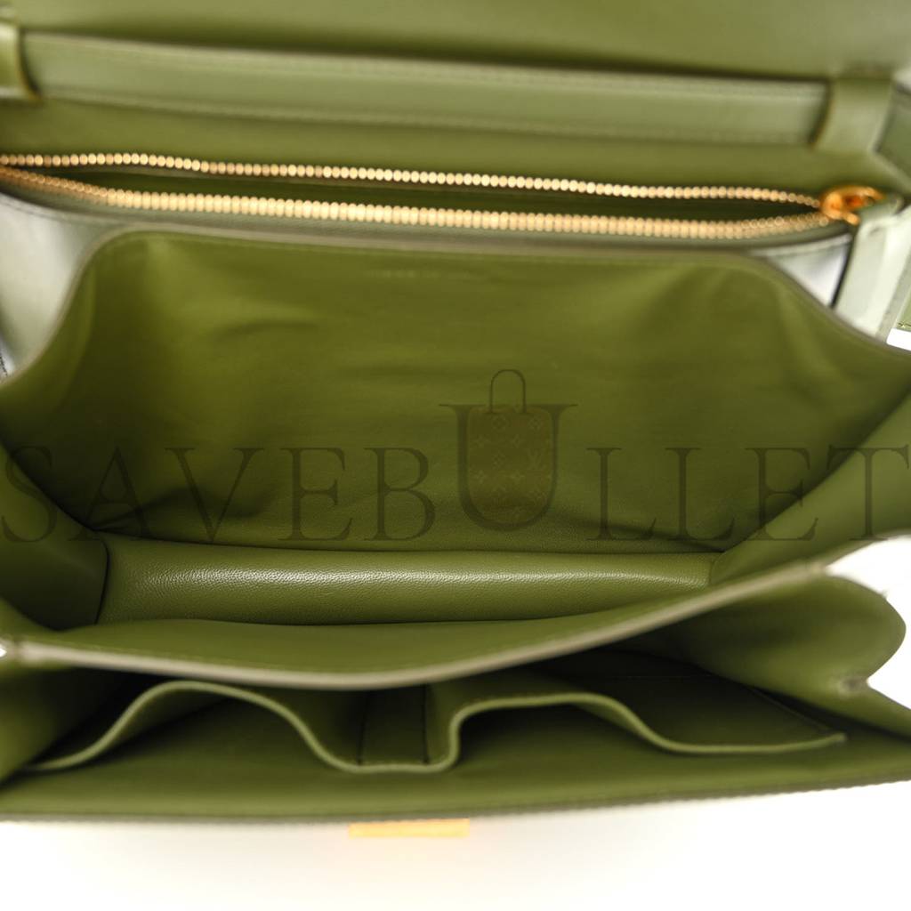 CELINE BOX CALFSKIN CLASSIC BOX MEDIUM FLAP BAG ARMY GREEN (23*18*6cm)