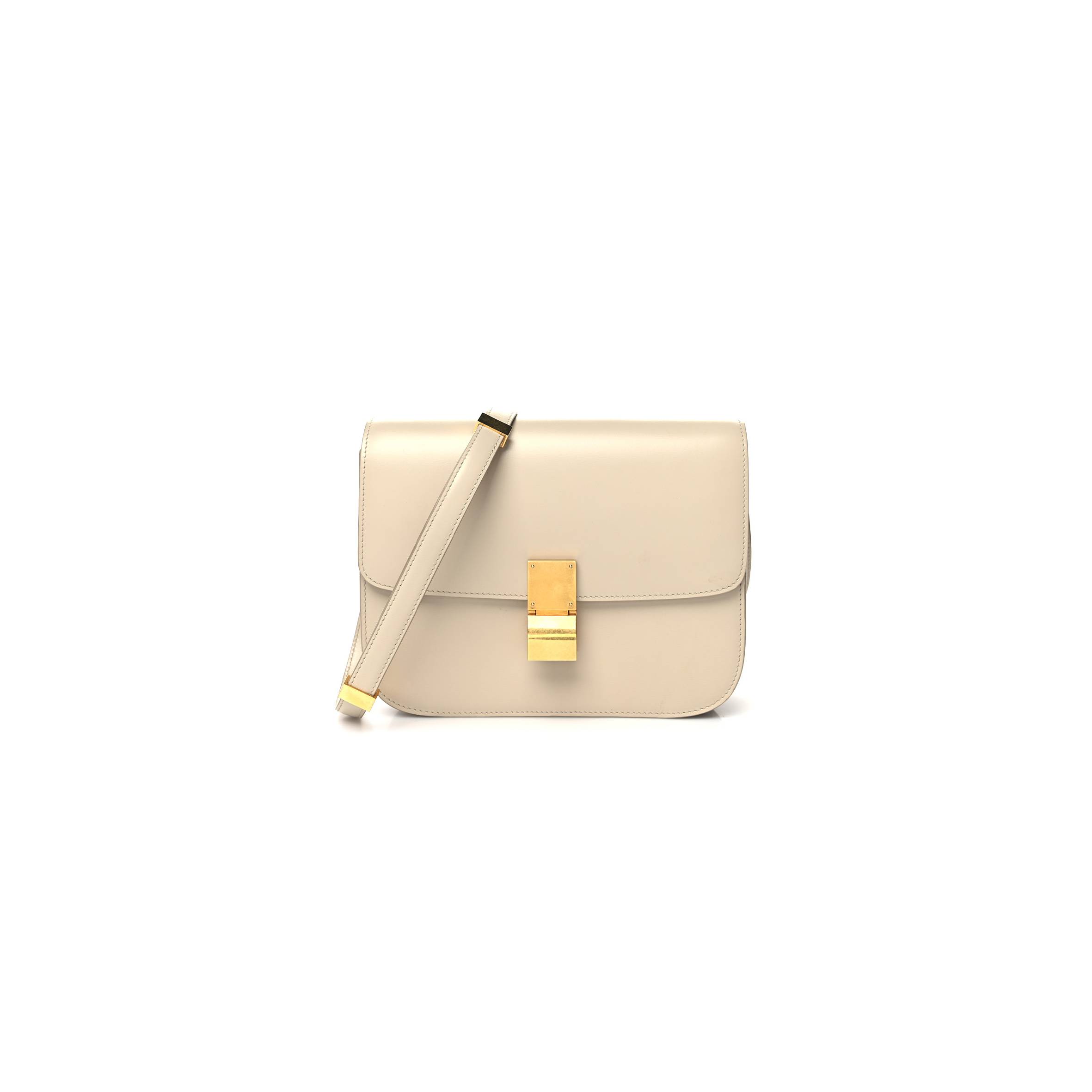 CELINE BOX CALFSKIN MEDIUM CLASSIC BOX FLAP BAG POWDER (23*18*6cm)