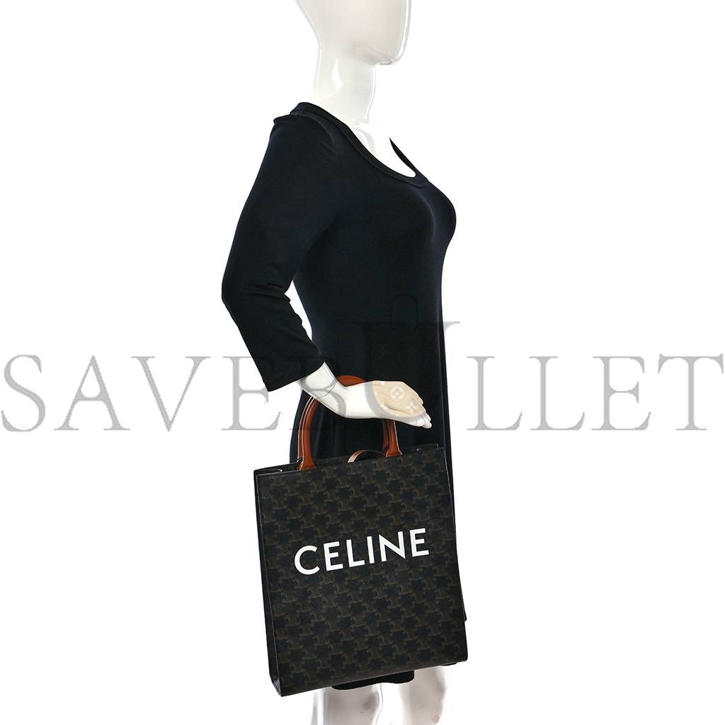 CELINE TRIOMPHE CANVAS CALFSKIN SMALL VERTICAL CABAS TAN (32*28*8cm)