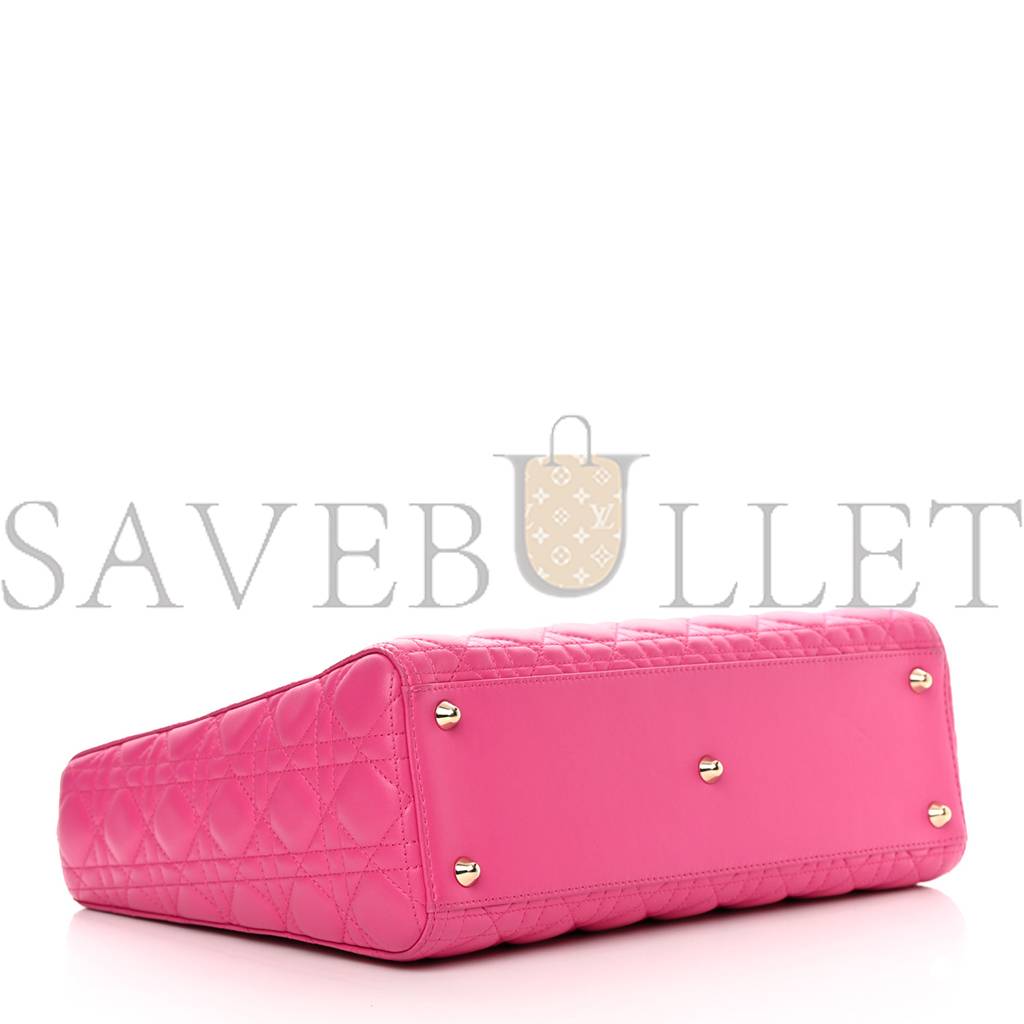 DIOR LAMBSKIN CANNAGE LARGE LADY DIOR FUCHSIA (32*25*8.9cm)