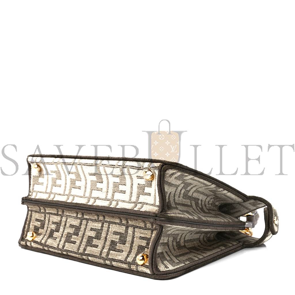 FENDI CHENILLE VITELLO SETA FF SMALL PEEKABOO I SEE U SATCHEL TORTORA NUVOLA (41*29*15cm)