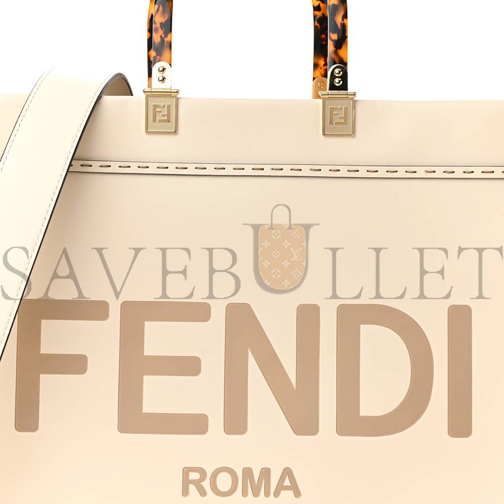 FENDI VITELLO KING PLEXIGLASS MEDIUM FENDI SUNSHINE SHOPPER TOTE WHITE ICE (36*30*15cm)