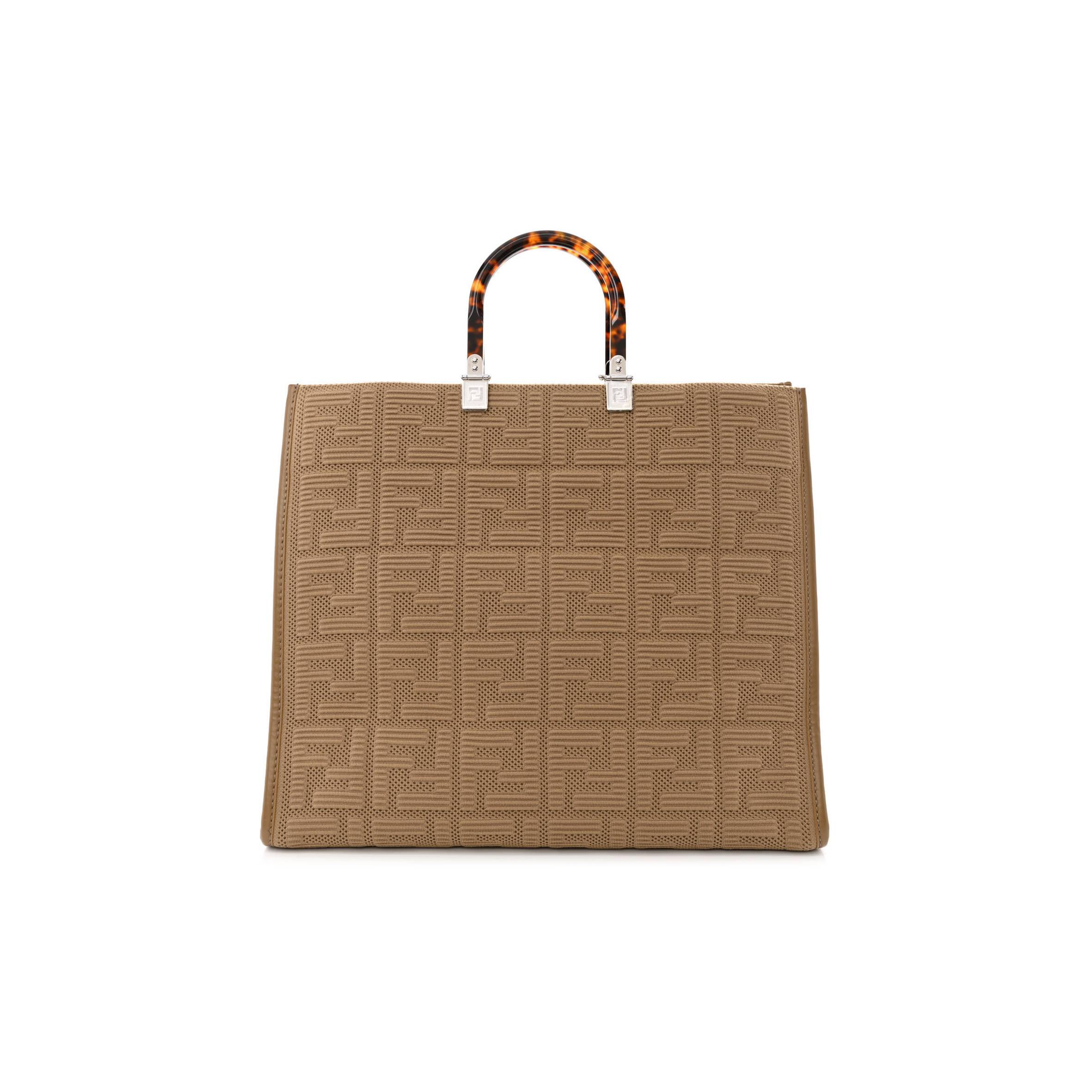 FENDI TECHNICAL FABRIC PLEXIGLASS FF MEDIUM FENDI SUNSHINE SHOPPER TOTE SAND (41*34*19cm)